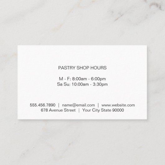 banketbakker | winkeleigenaar visitekaartje (Achterkant)