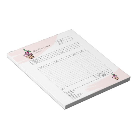 Banketbakkerij Cupcake Bestelformulier Factuur Not Notitieblok (Schuin)