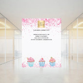 Banketbakkerij logo roze witte cupcakes flyer