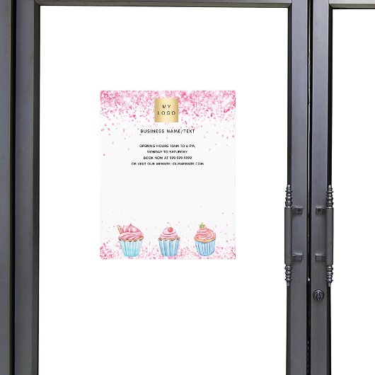 Banketbakkerij logo roze witte cupcakes flyer