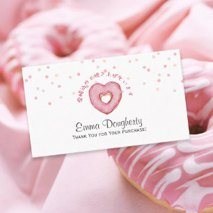 Banketbakkerij Roze Hart Donut Waterverf Visitekaartje