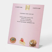 Banketbakkerij roze logo menu prijs reclamebord met voetstuk (Voorkant)