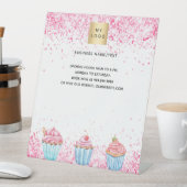 Banketbakkerij roze logo menu prijs reclamebord met voetstuk (Insitu)