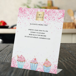 Banketbakkerij roze logo menu prijs reclamebord met voetstuk