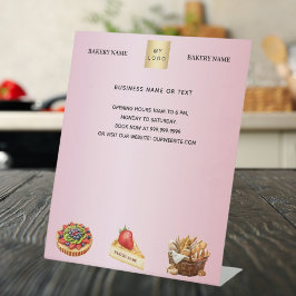 Banketbakkerij roze logo menu prijs reclamebord met voetstuk