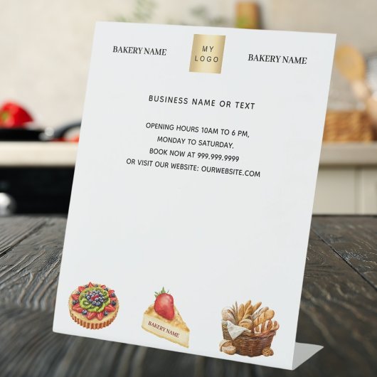 Banketbakkerij taarten brood logo menu prijs reclamebord met voetstuk