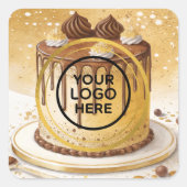 banketbakkerij waterverf logo vierkante sticker (Voorkant)