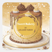 banketbakkerij-waterverf vierkante sticker (Voorkant)