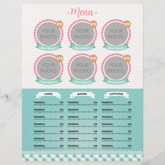 banketbakkerij / zoetwaren / taart Shop Menu (Achterkant)