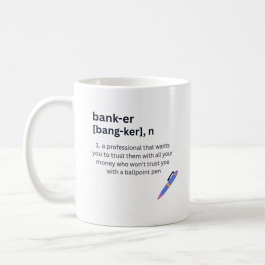 Bankierdefinitie Funny Coffee of Tea Mok (Links)
