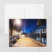 Bankjes bij Spree in Berlijn, Duitsland Briefkaart (Voorkant / Achterkant)