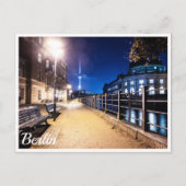 Bankjes bij Spree in Berlijn, Duitsland Briefkaart (Voorkant)