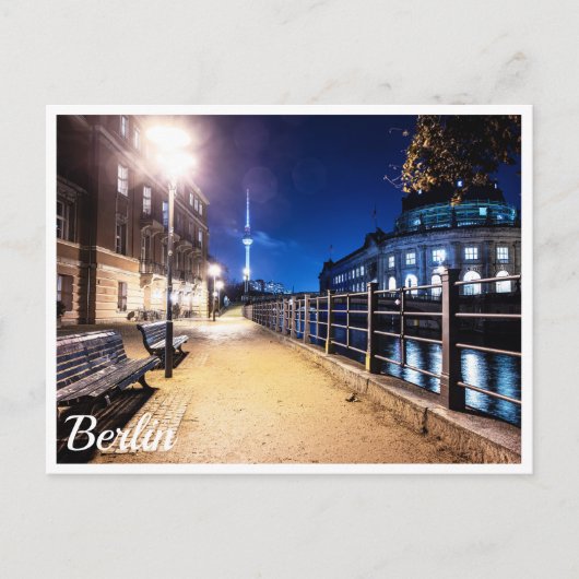 Bankjes bij Spree in Berlijn, Duitsland Briefkaart (Voorkant)