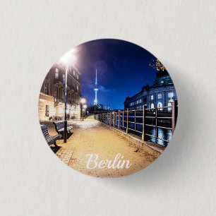 Bankjes bij Spree in Berlijn, Duitsland Ronde Button 3,2 Cm