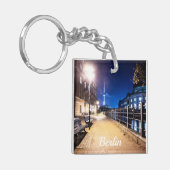Bankjes bij Spree in Berlijn, Duitsland Sleutelhanger (Voorkant Links)