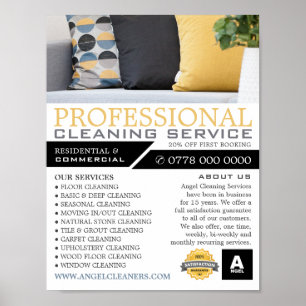 Bankkussens, schoonmaakservice Adverteren Poster