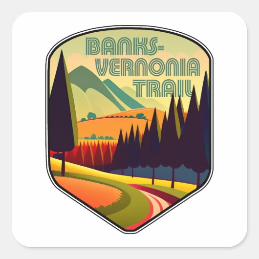 Banks-Vernonia Trail Oregon Kleuren Vierkante Sticker (Voorkant)