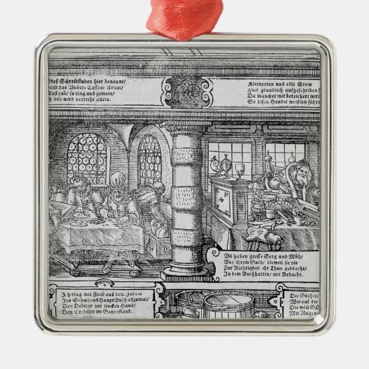 Bankscène Metalen Ornament (Voorkant)