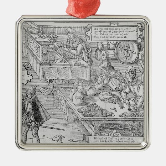 Bankscène Metalen Ornament (Voorkant)