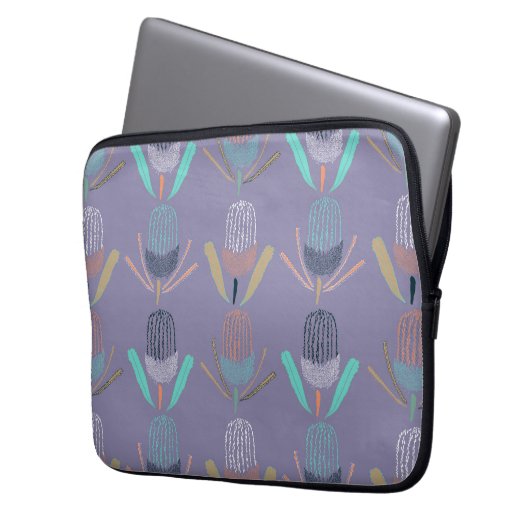 Banksia Lilac Laptop Sleeve (Voorkant Links)