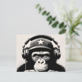 Banksy DJ Monkey Gorilla Chimp Art Print Briefkaart (Staand voorkant)