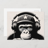 Banksy DJ Monkey Gorilla Chimp Art Print Briefkaart (Voorkant / Achterkant)