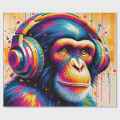 Banksy DJ Monkey Gorilla Chimp Art Print Cadeaupapier (Vlak)