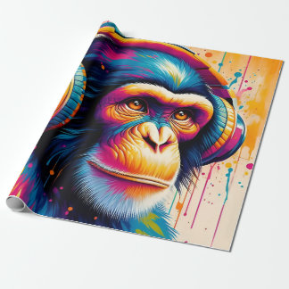 Banksy DJ Monkey Gorilla Chimp Art Print Cadeaupapier