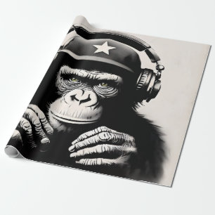Banksy DJ Monkey Gorilla Chimp Art Print Cadeaupapier