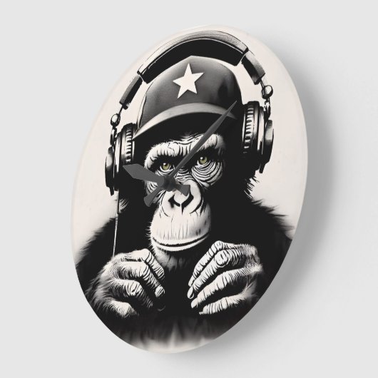 Banksy DJ Monkey Gorilla Chimp Art Print Grote Klok (Hoek)