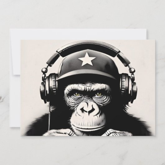 Banksy DJ Monkey Gorilla Chimp Art Print Kaart (Voorkant)