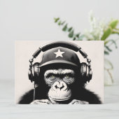 Banksy DJ Monkey Gorilla Chimp Art Print Kaart (Staand voorkant)