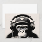 Banksy DJ Monkey Gorilla Chimp Art Print Kaart (Voorkant / Achterkant)