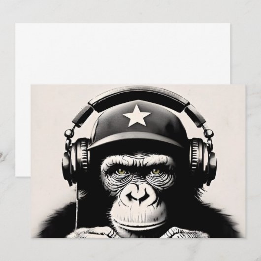 Banksy DJ Monkey Gorilla Chimp Art Print Kaart (Voorkant / Achterkant)