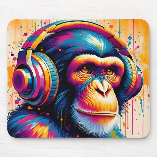 Banksy DJ Monkey Gorilla Chimp Art Print Muismat (Voorkant)