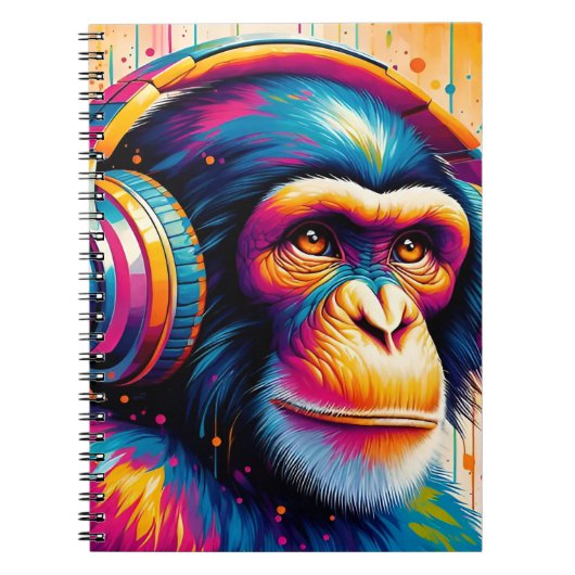 Banksy DJ Monkey Gorilla Chimp Art Print Notitieboek (Voorkant)