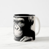 Banksy DJ Monkey Gorilla Chimp Art Print Tweekleurige Koffiemok (Voorkant rechts)