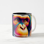 Banksy DJ Monkey Gorilla Chimp Art Print Tweekleurige Koffiemok (Voorkant rechts)