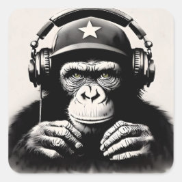 Banksy DJ Monkey Gorilla Chimp Art Print Vierkante Sticker