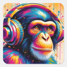 Banksy DJ Monkey Gorilla Chimp Art Print Vierkante Sticker