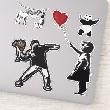 Banksy Graffiti grunge vinyl Ballon stickers set