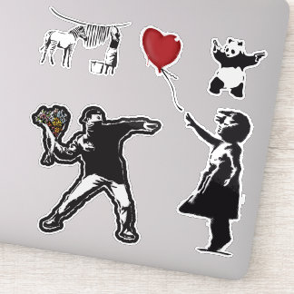 Banksy Graffiti grunge vinyl Ballon stickers set