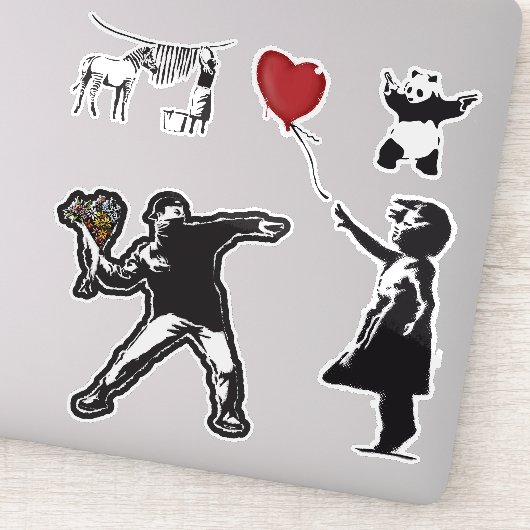 Banksy Graffiti grunge vinyl Ballon stickers set (Detail)