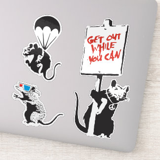 Banksy Graffiti grunge vinyl Rats stickers set
