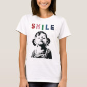 Banksy graffiti Quote SMILE met meisje dat niet gl T-shirt (Voorkant)