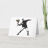 Banksy Love is in de lucht Bloem gooien halftoon Bedankkaart (Voorkant)