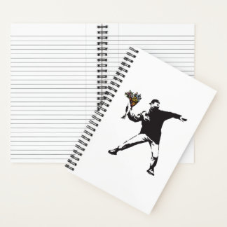 Banksy Love is in de lucht Bloem gooien halftoon Notitieboek