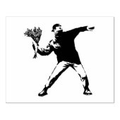 Banksy Love is in de lucht Bloem gooien halftoon Rubberstempel (Afrduk)