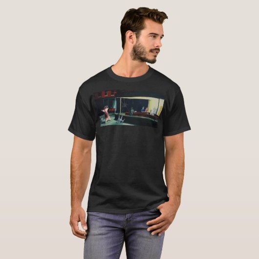 Banksy Nighthawks Anteater Edward Hopper T-shirt (Voorkant volledig)