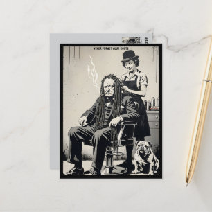 Banksy‑stijl satirische kunst ansichtkaart briefkaart